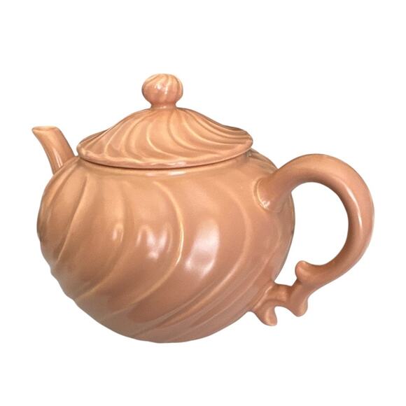 Vintage Franciscan Coronado Swirl Coral Teapot Chip Spout - Picture 2 of 10